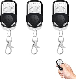 3 Piezas Mando Garaje Universal, Mando a Distancia Garaje Rolling Code 433 MHz, Control de Código Fijo y Autoaprendizaje, Adecuados para Puertas Automáticas y Dispositivos de Seguridad